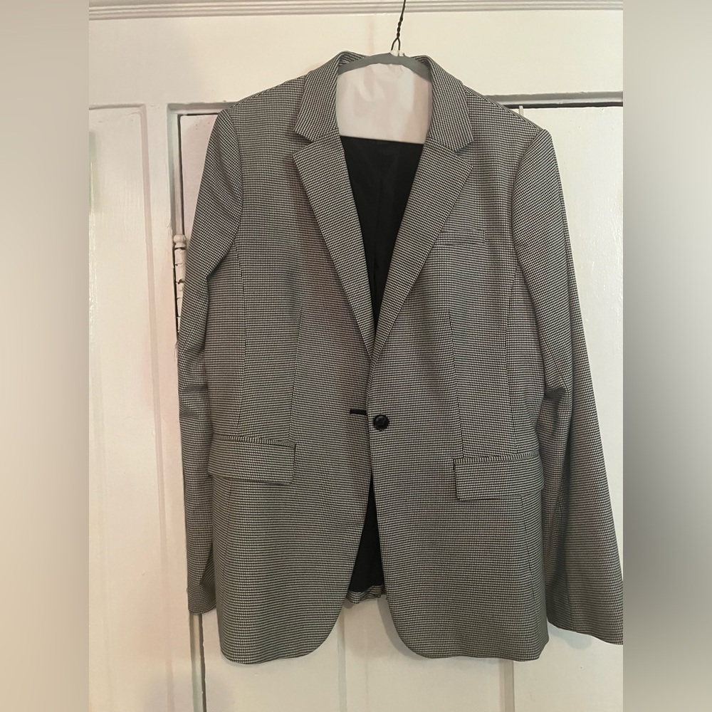 Banana Republic- Women’s Gray Houndstooth Blazer - Classic Single-Button